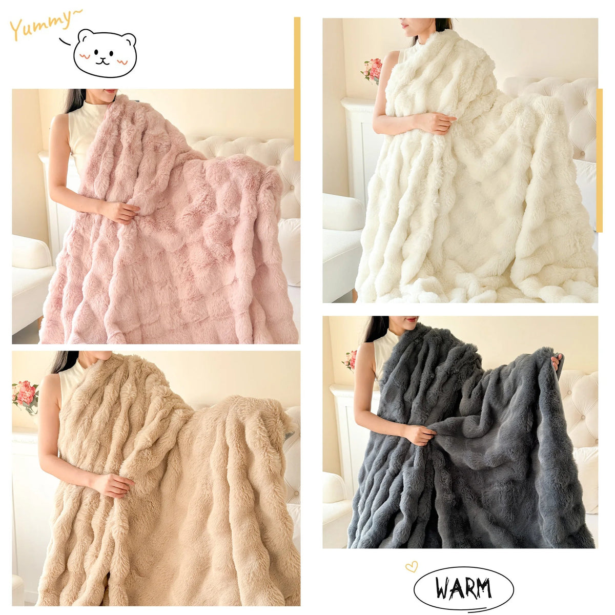 Couverture Polaire Douce Double Couche en Fausse Fourrure
