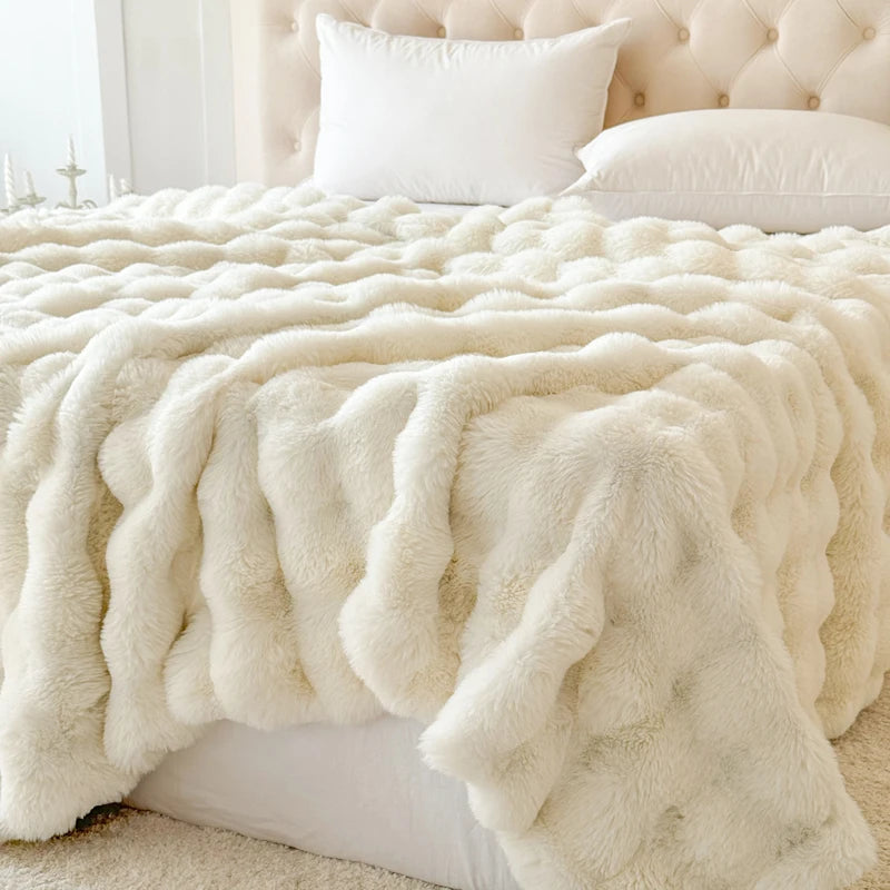 Couverture Polaire Douce Double Couche en Fausse Fourrure