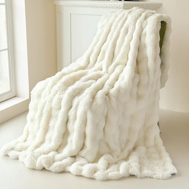 Couverture Polaire Douce Double Couche en Fausse Fourrure