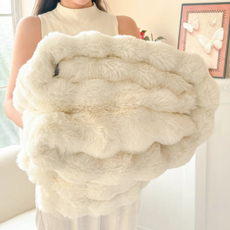 Couverture Polaire Douce Double Couche en Fausse Fourrure