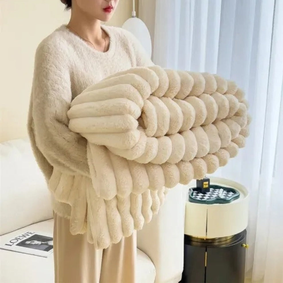 Couverture Rayée Moelleuse - Jeté Élégant pour Canapé et Lit