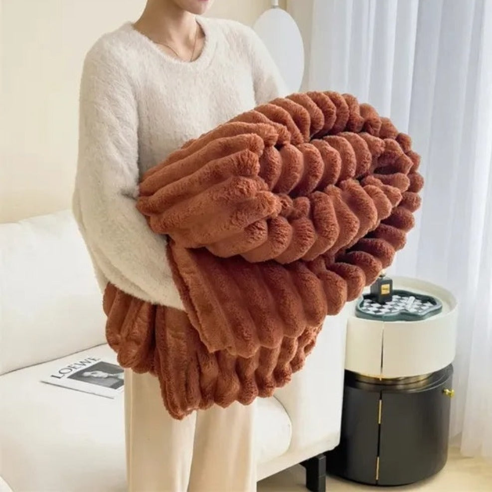 Couverture Rayée Moelleuse - Jeté Élégant pour Canapé et Lit