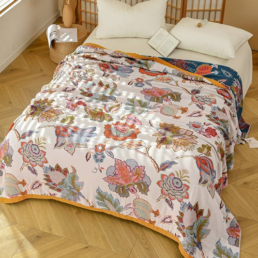 Coperta Reversibile in Cotone Flora - Design Floreale Vintage Morbido ed Elegante