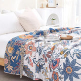 Couverture Réversible en Coton Floral - Confort Naturel pour Canapé et Lit