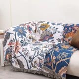 Couverture Réversible en Coton Floral - Confort Naturel pour Canapé et Lit
