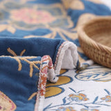 Couverture Réversible en Coton Floral - Confort Naturel pour Canapé et Lit