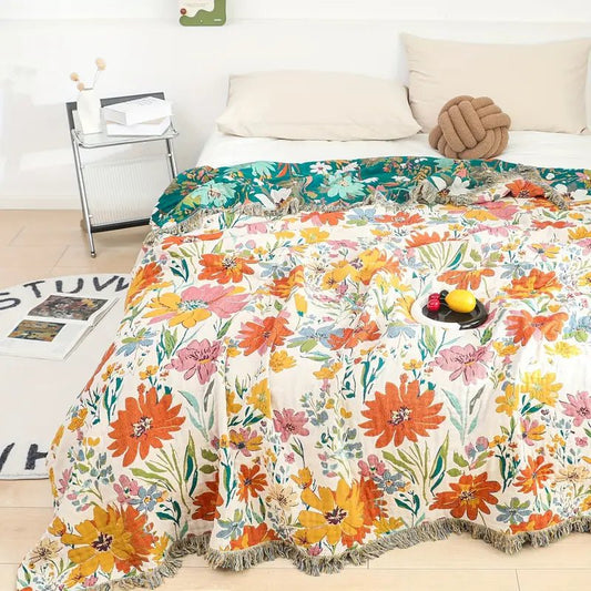 Coperta Floreale in Cotone - Eleganza e Comfort per Tutte le Stagioni