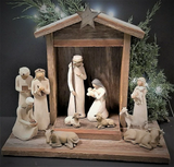 Crèche en Bois de Grange - Ensemble de 20 Pièces de la Nativité