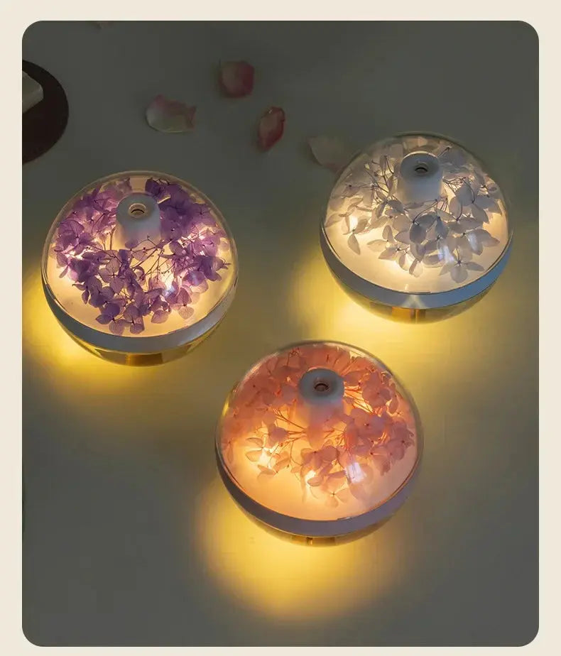 Diffuseur Huile Essentielle Ultrasonique Floral Rechargeable avec Lumière LED