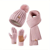 Ensemble d'Hiver 3-en-1 : Bonnet, Écharpe & Gants Tactiles Élégants