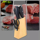 Ensemble de Couteaux de Cuisine 7 Pièces en Acier Inoxydable avec Support en Bois