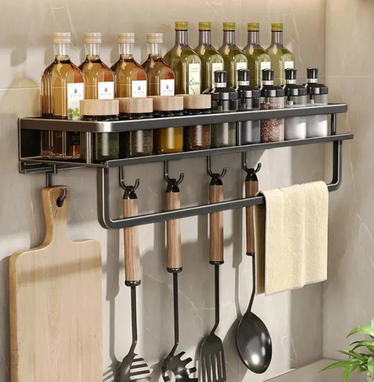 Étagère Murale de Cuisine avec Porte-Serviettes - Rangement Pratique
