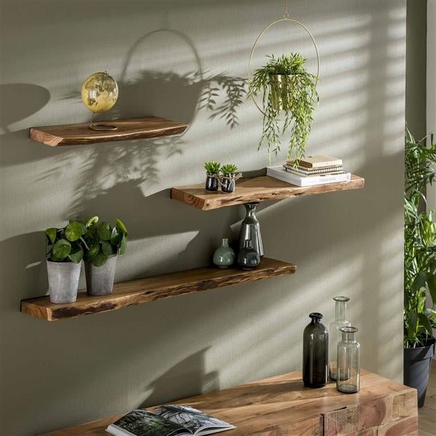 Étagère Murale en Bois d'Acacia - Design Industriel Unique