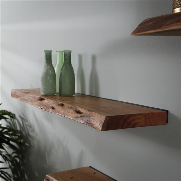 Étagère Murale en Bois d'Acacia - Design Industriel Unique
