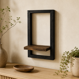 Étagère Murale en Bois d'Acacia Massif avec Cadre en Acier Vintage