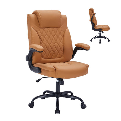 Fauteuil de Bureau Ergonomique en Cuir avec Support Lombaire