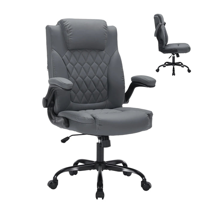 Fauteuil de Bureau Ergonomique en Cuir avec Support Lombaire