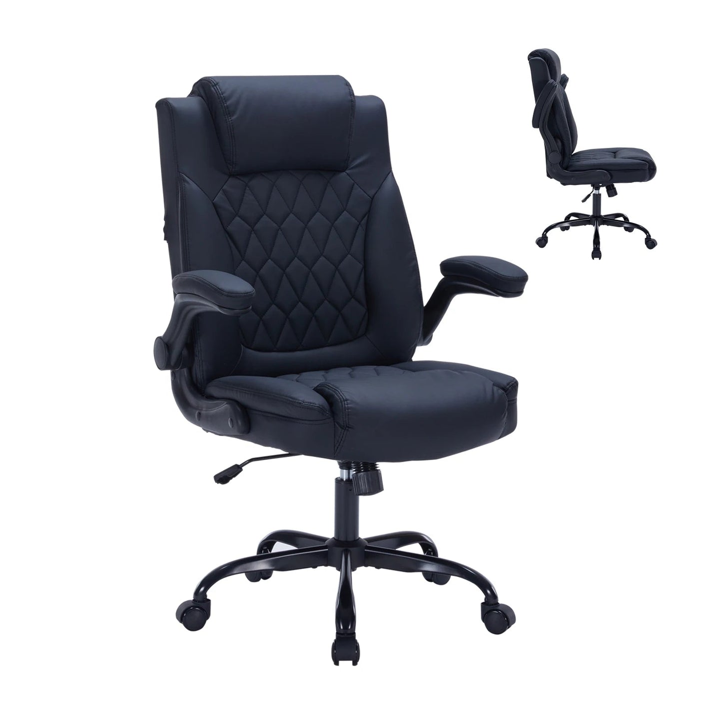 Fauteuil de Bureau Ergonomique en Cuir avec Support Lombaire