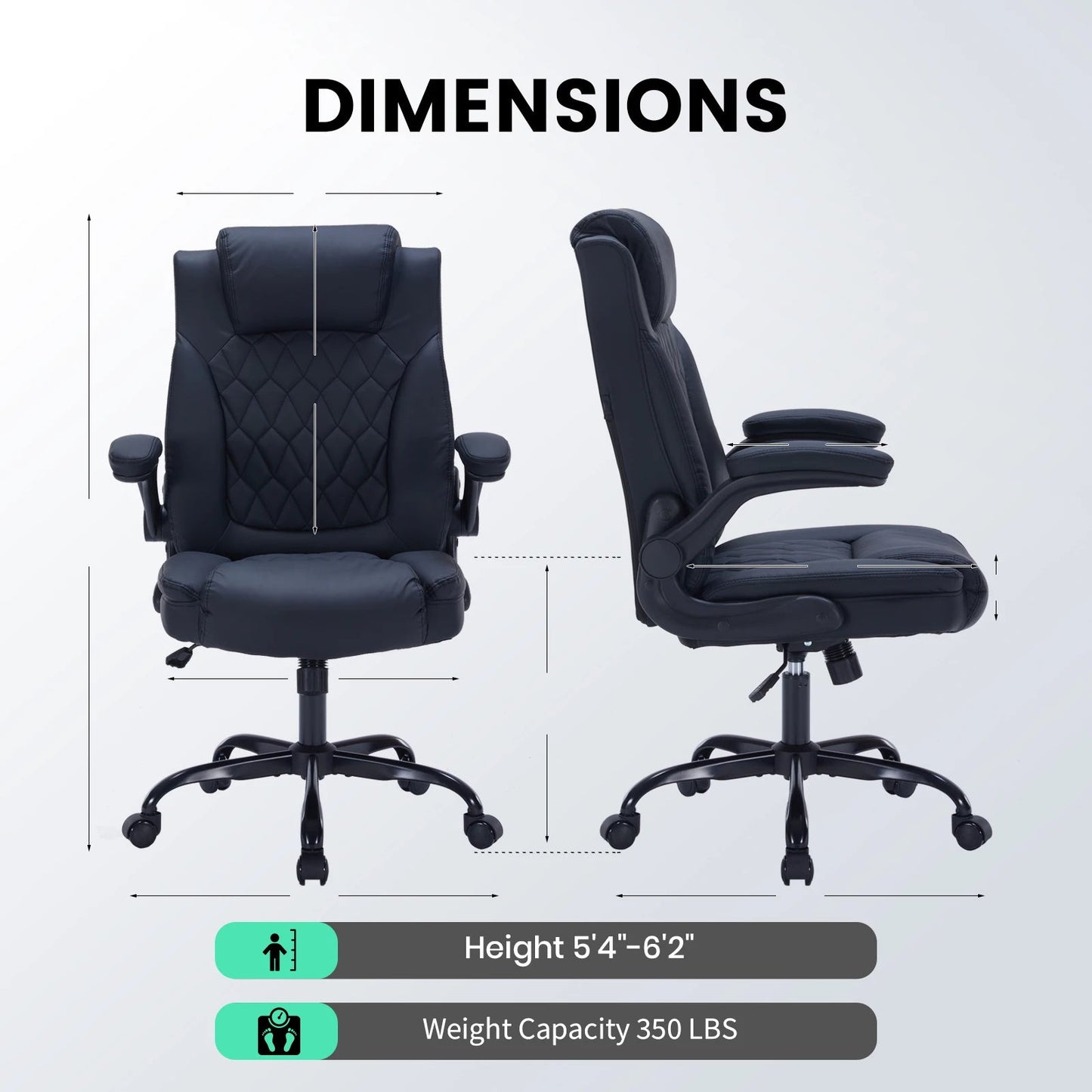Fauteuil de Bureau Ergonomique en Cuir avec Support Lombaire