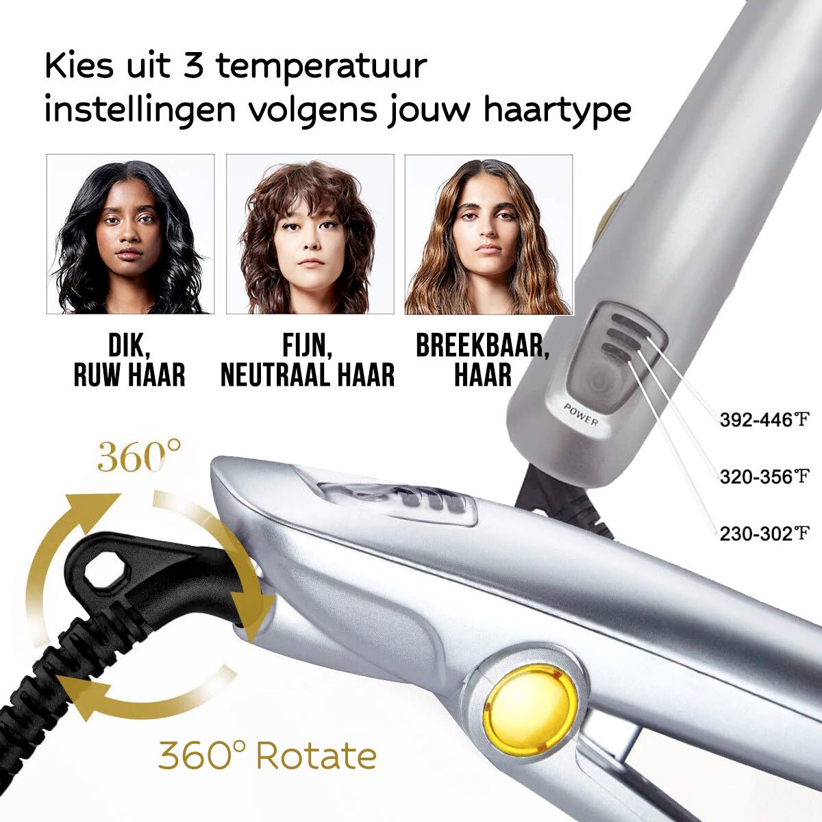 Piastra Per Capelli 2 In 1 - Lisciante Rotante Professionale Per Tutti I Tipi Di Capelli