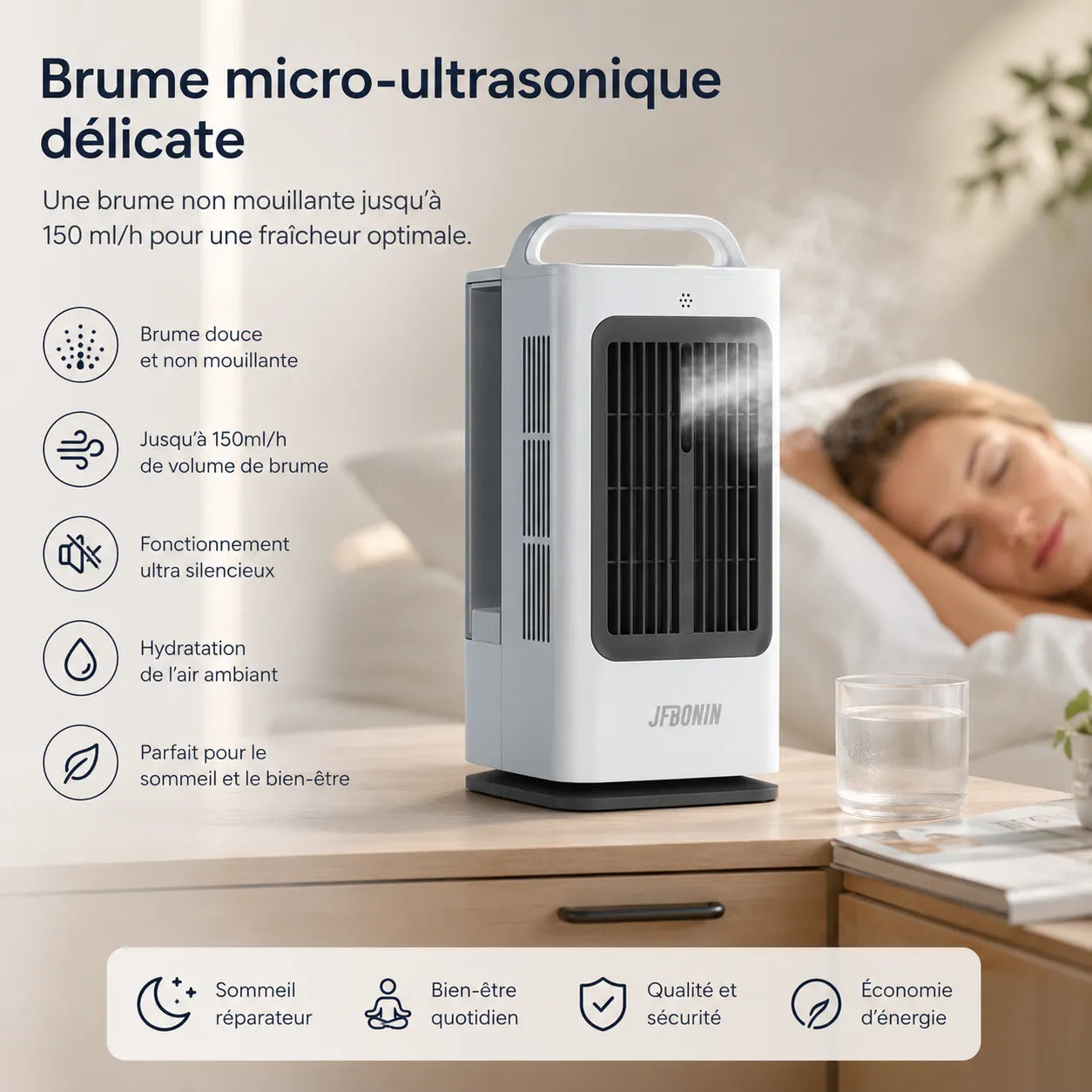 FrostEase - Mini Climatiseur Portable 3-en-1 Silencieux