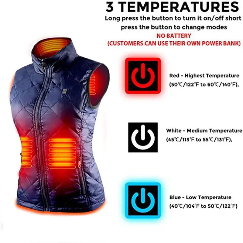 Gilet Chauffant Femme ThermaBelle USB - Veste Chauffante Infrarouge avec Batterie