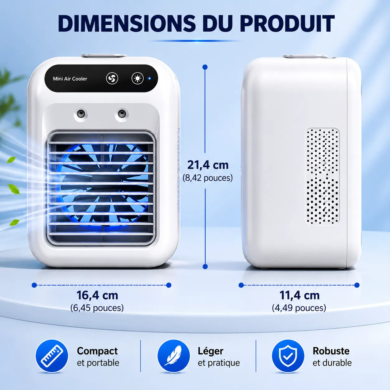 Glacéo - Refroidisseur d'Air Portable 3 en 1 avec Réservoir 500ML
