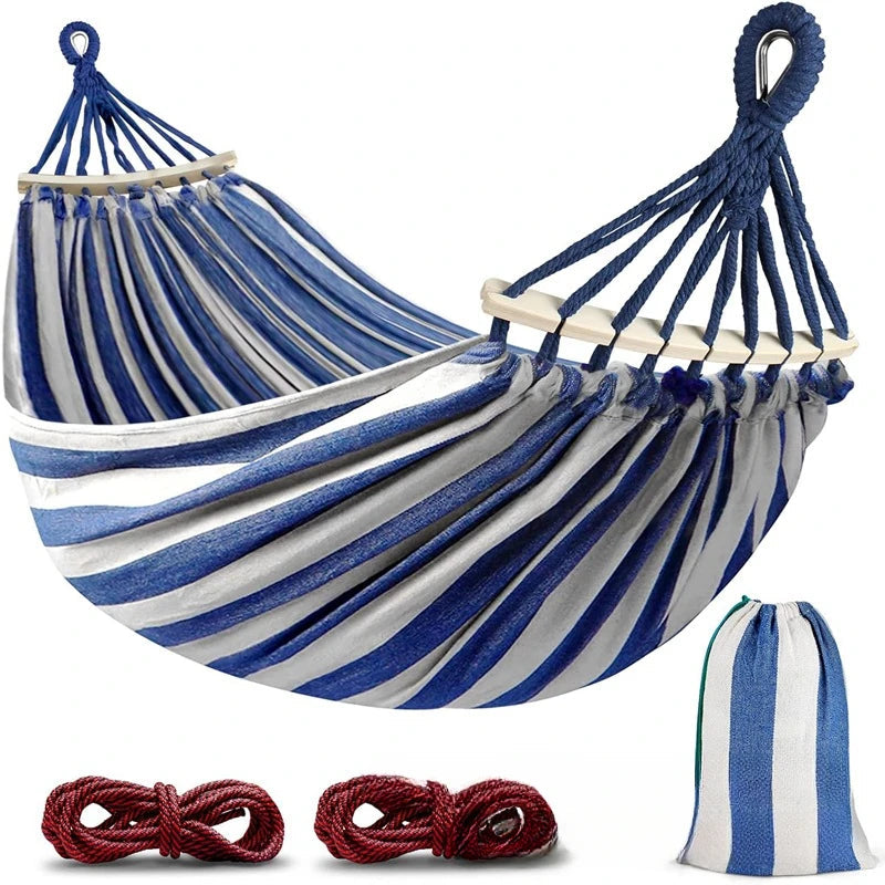 Hamac Double en Toile - Lit Suspendu Anti-Roulis pour Camping