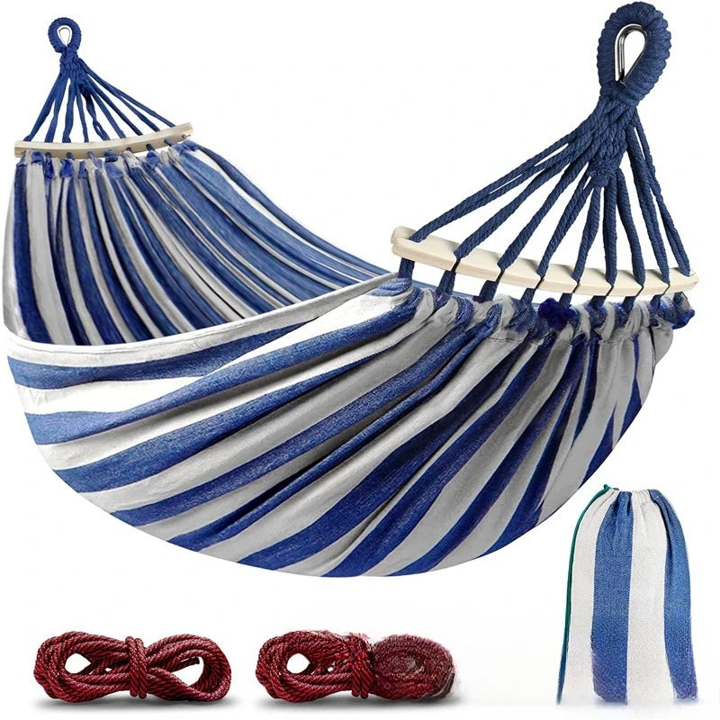 Hamac Double en Toile - Lit Suspendu Anti-Roulis pour Camping