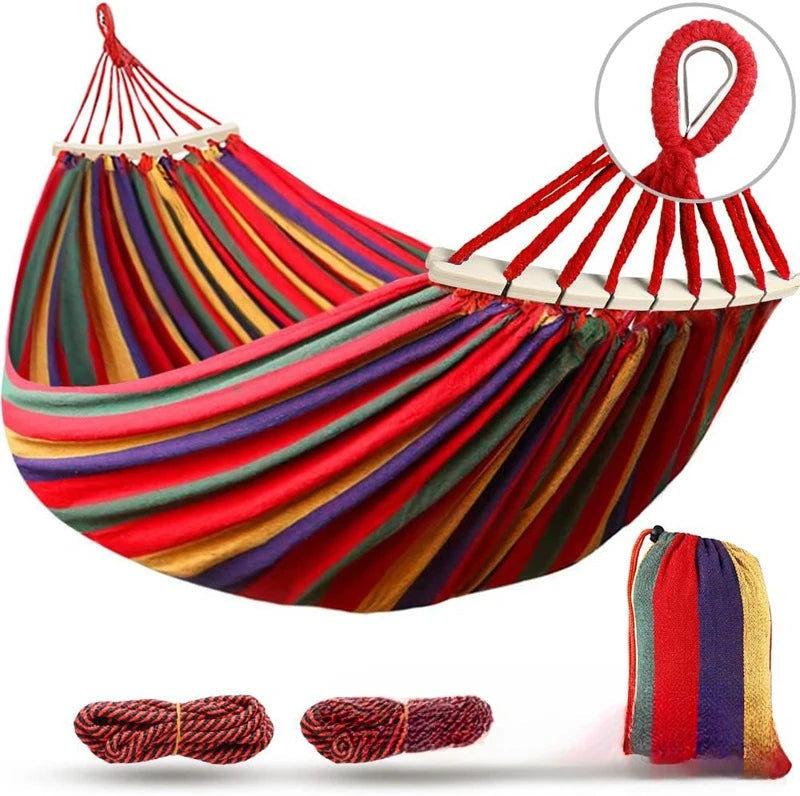Hamac Double en Toile - Lit Suspendu Anti-Roulis pour Camping