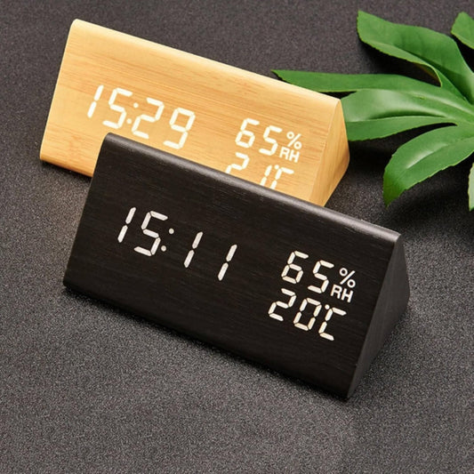 Horloge numérique en bois LED avec affichage clair