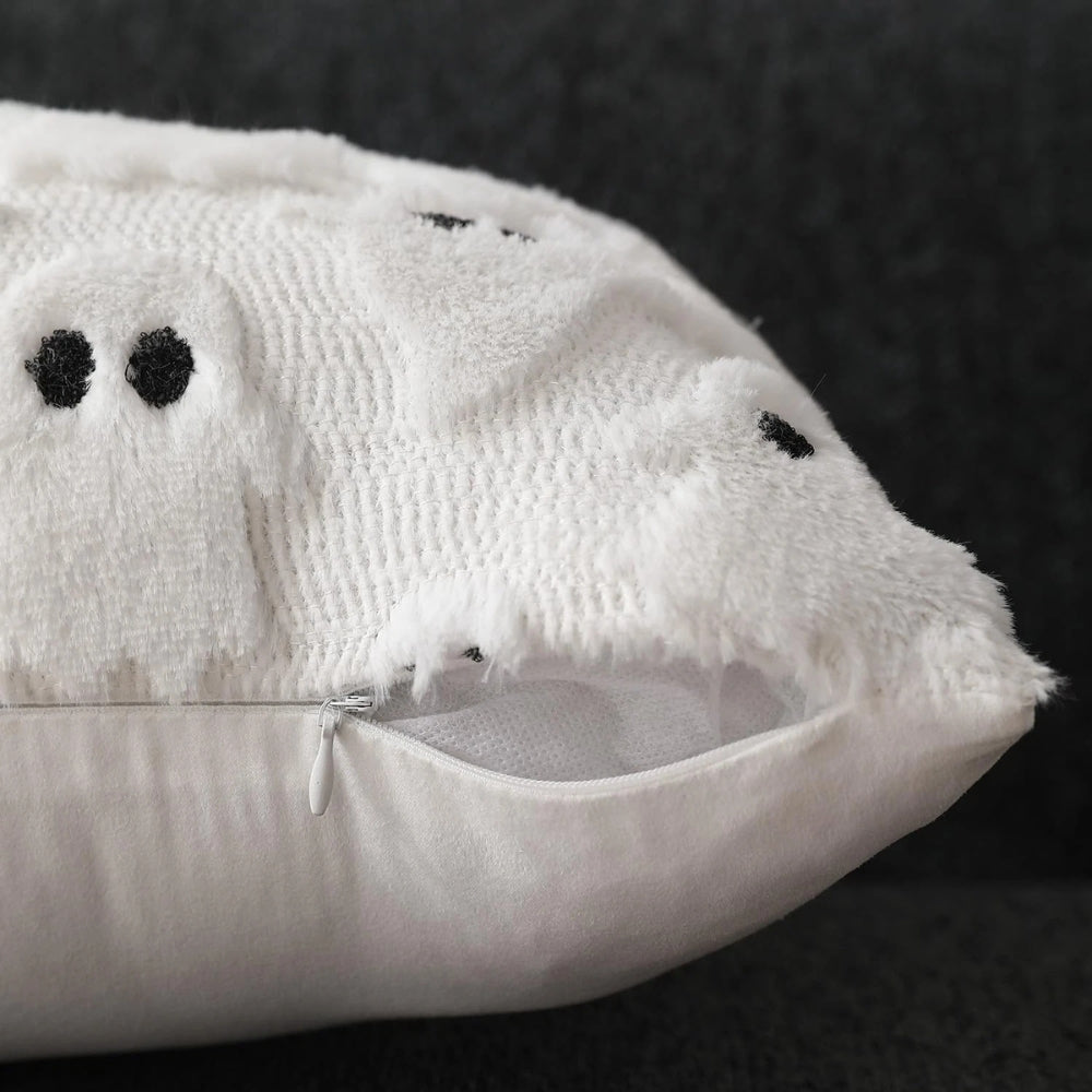 Housse de Coussin Halloween Fantôme 3D en Peluche Douce