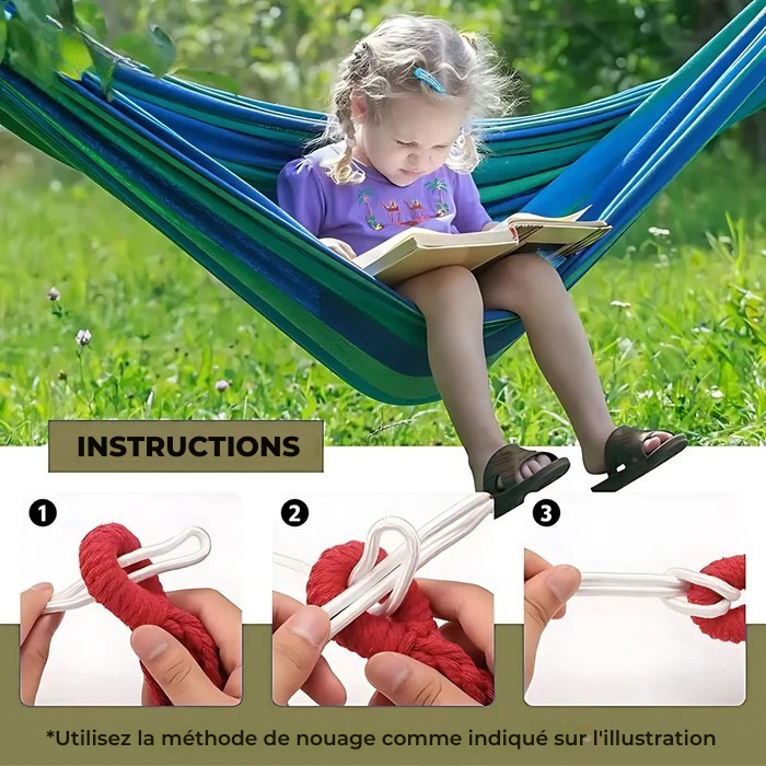 Hamac Double RelaxoLounge - Toile Durable et Stabilité Antidérapante