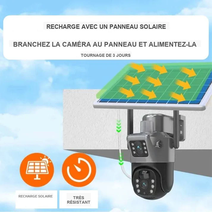 Caméra de Surveillance Sans Fil 4K WiFi Extérieur avec Détection de Mouvement