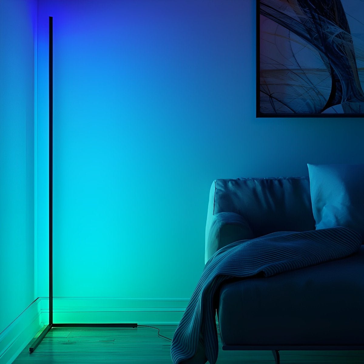 Lampadaire LED d'Angle Minimaliste avec Synchronisation Musicale