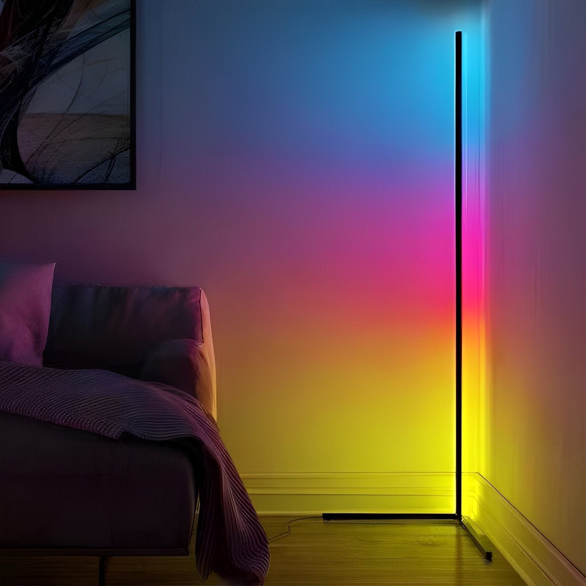 Lampadaire LED d'Angle Minimaliste avec Synchronisation Musicale