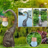 Lampe Solaire Extérieur Éléphant en Cuivre - Éclairage Écologique