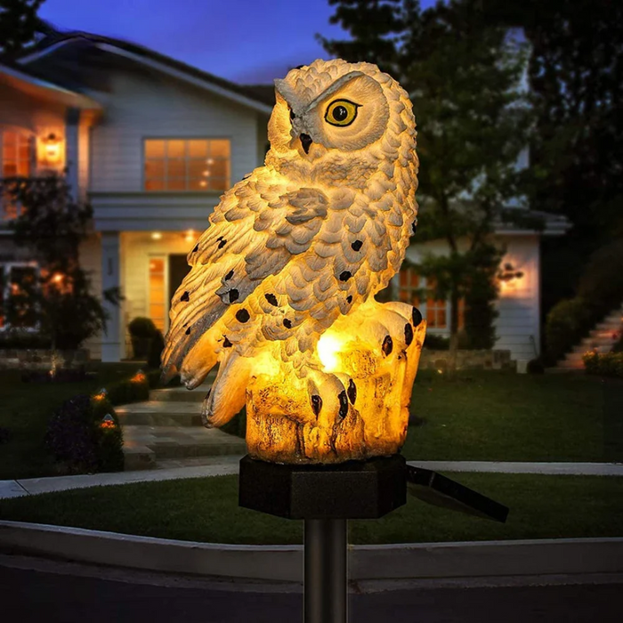 Lampe Solaire Jardin Hibou - Éclairage Automatique Extérieur