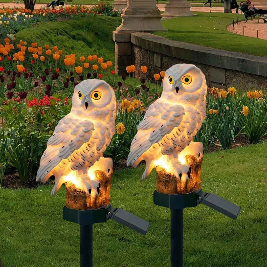 Lampe Solaire Jardin Hibou - Éclairage Automatique Extérieur