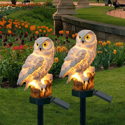 Lampe Solaire Jardin Hibou - Éclairage Automatique Extérieur