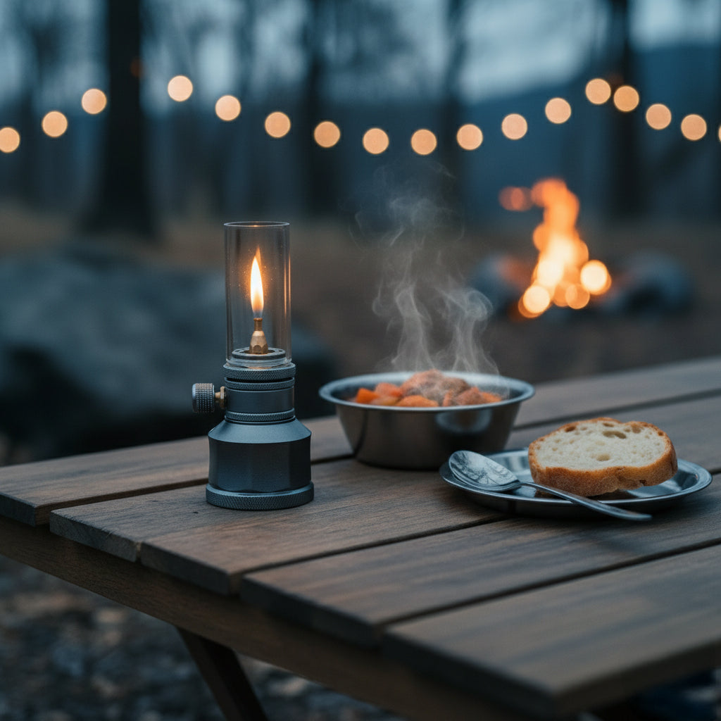 Lampe de Camping Portable en Aluminium - Lueur Chaleureuse et Durable