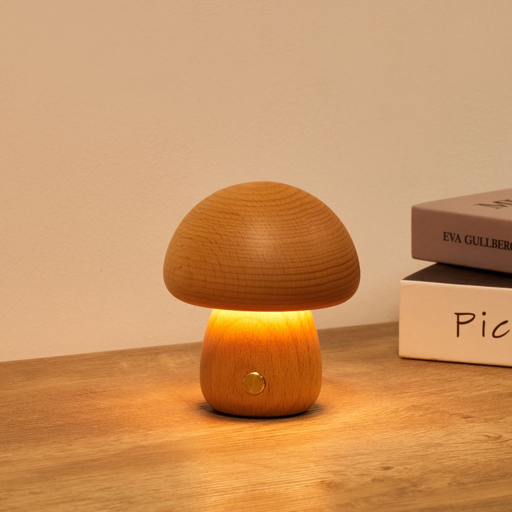 Lampada da Tavolo a Fungo Milo - Lampada Ricaricabile Senza Fili con 3 Livelli di Luminosità
