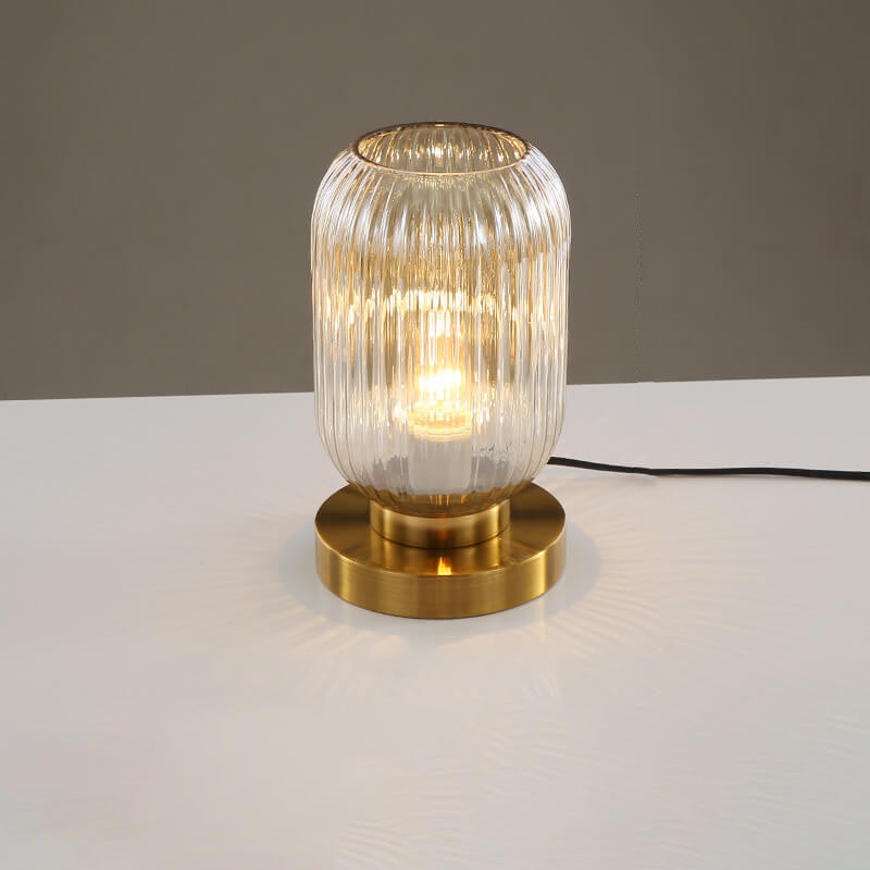 Lampe de Table Élégante en Verre Nervuré pour Intérieur Moderne