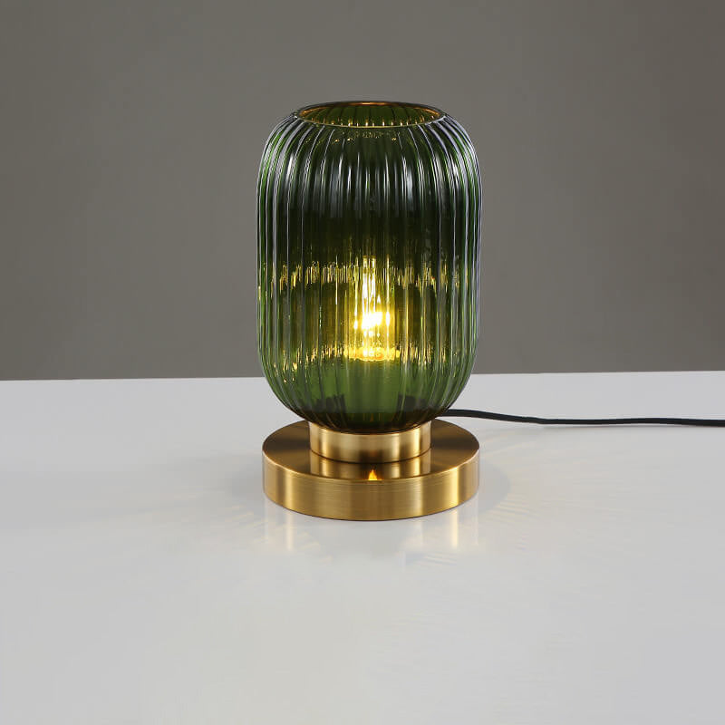Lampe de Table Élégante en Verre Nervuré pour Intérieur Moderne