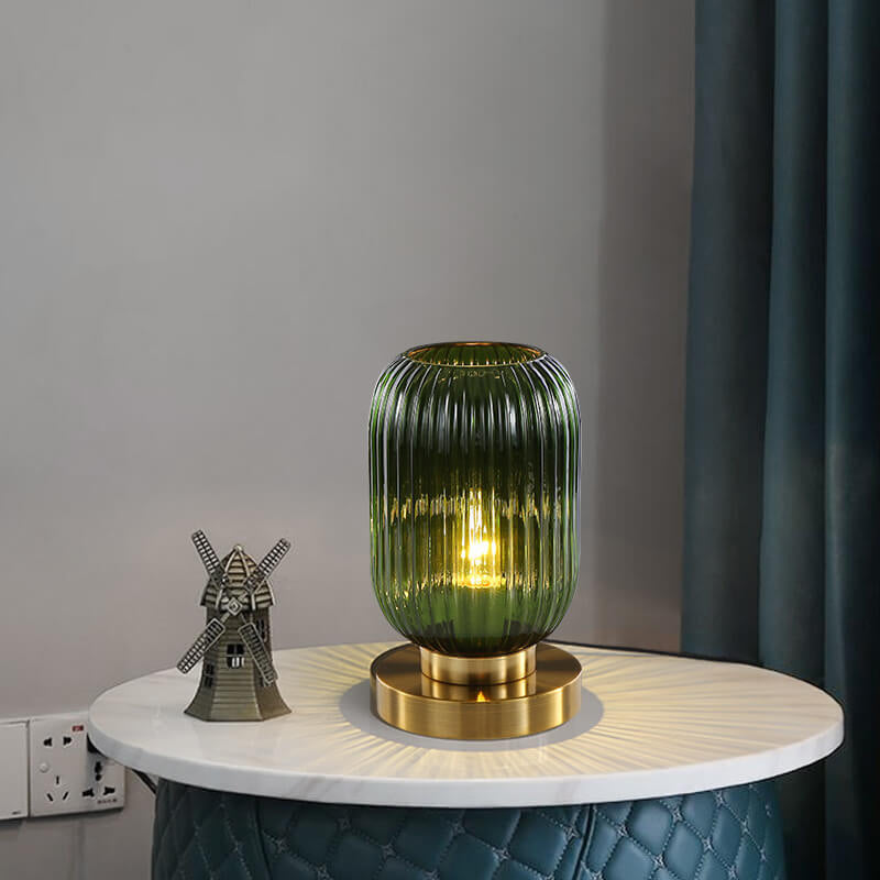 Lampe de Table Élégante en Verre Nervuré pour Intérieur Moderne