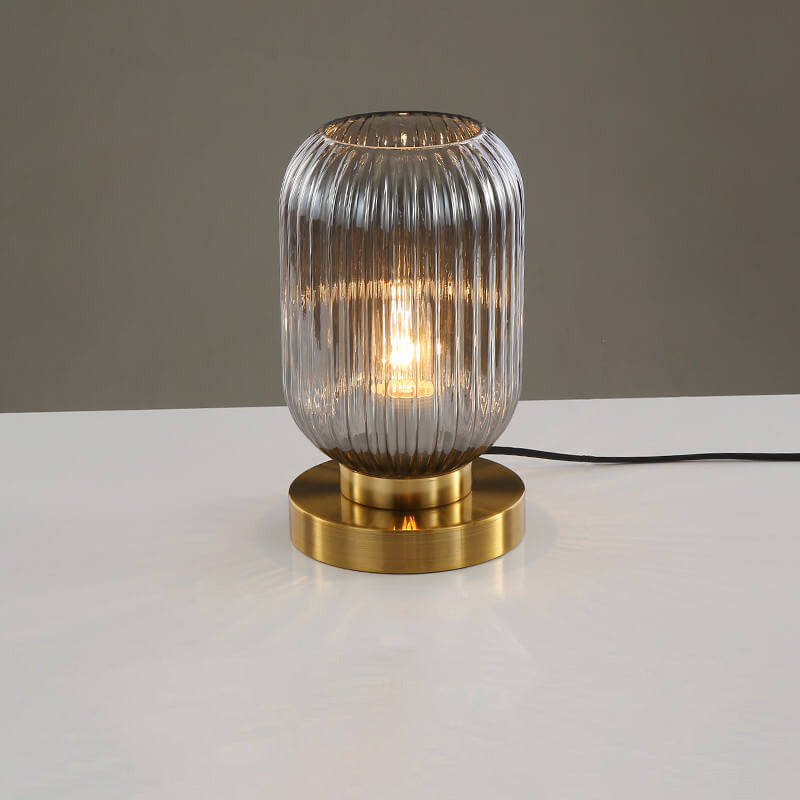 Lampe de Table Élégante en Verre Nervuré pour Intérieur Moderne