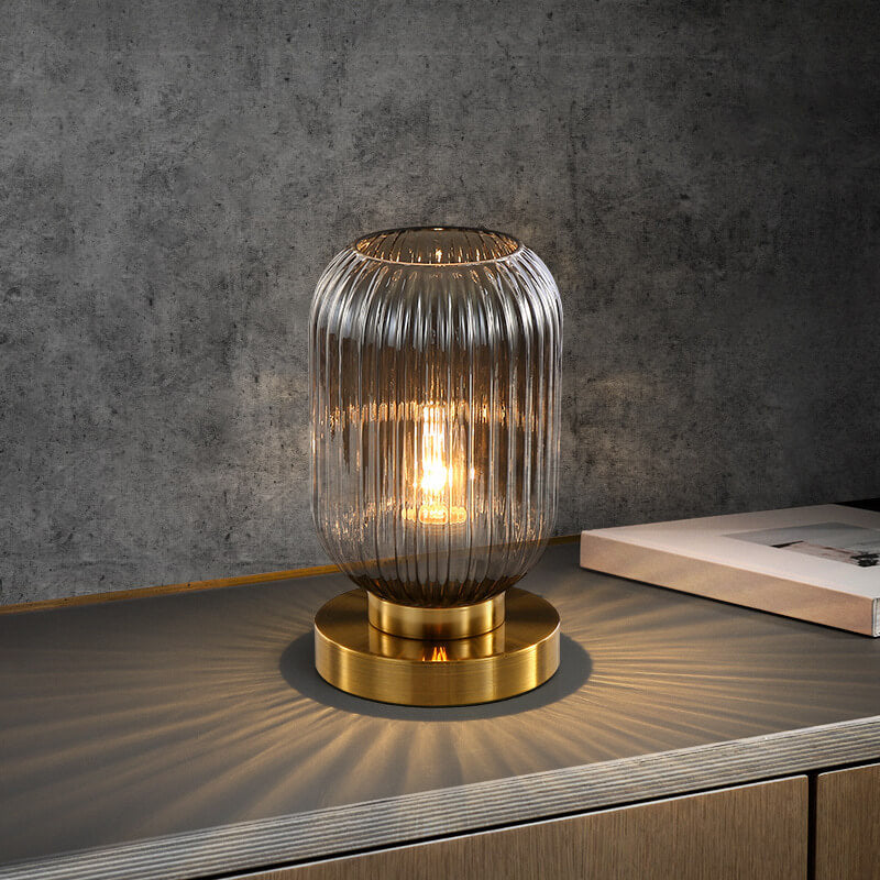 Lampe de Table Élégante en Verre Nervuré pour Intérieur Moderne