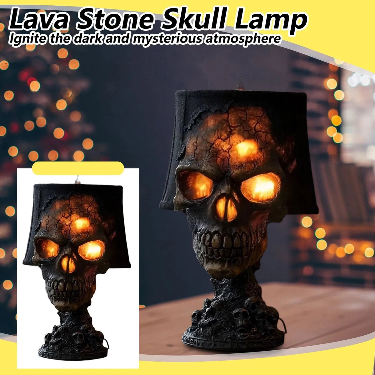 Lampe de Table Gothique SkullFire - Éclairage LED Ambiant Décoratif