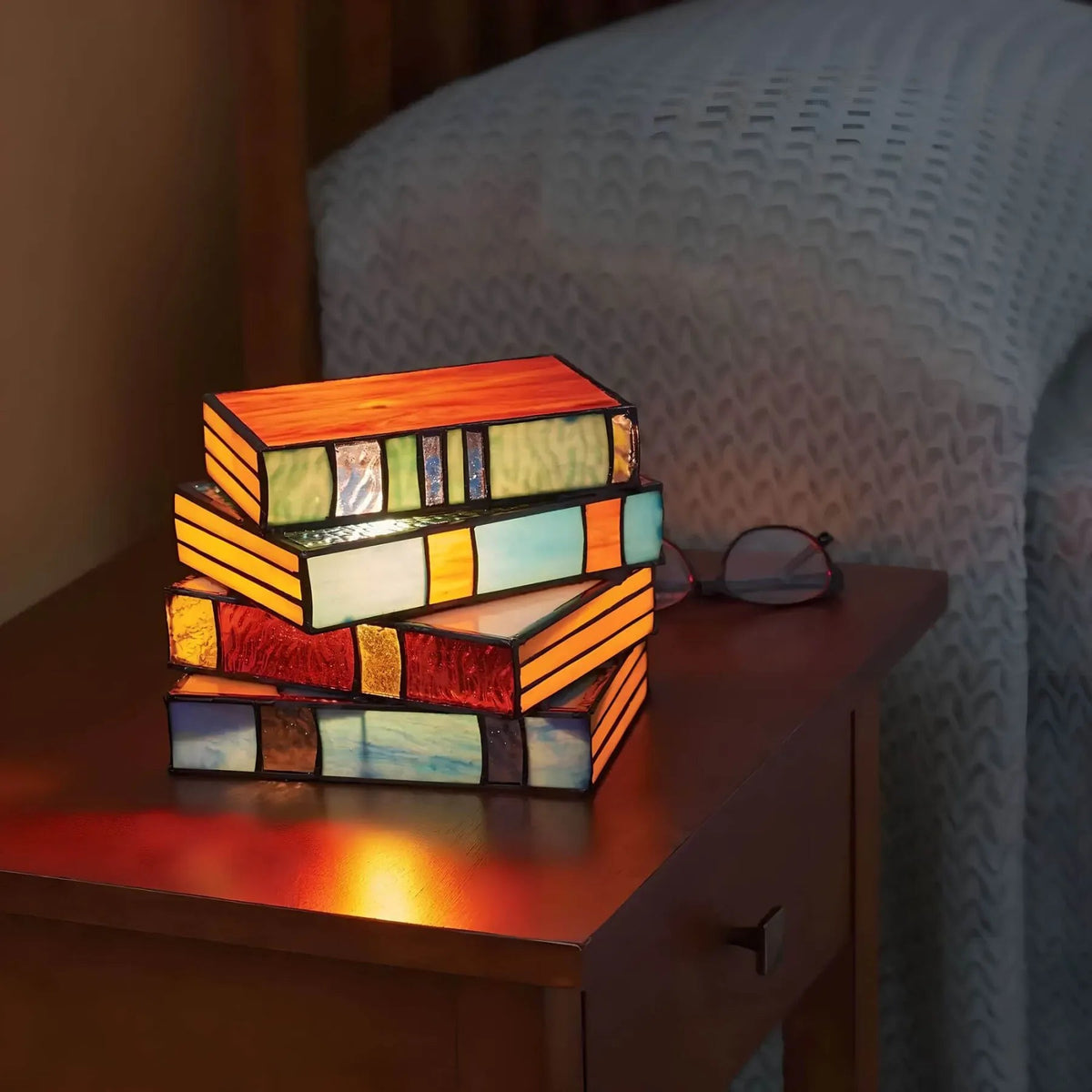 Lampe de livre en vitrail GlassNovel - Éclairage artistique fait main