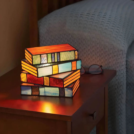 Lampe de livre en vitrail GlassNovel - Éclairage artistique fait main